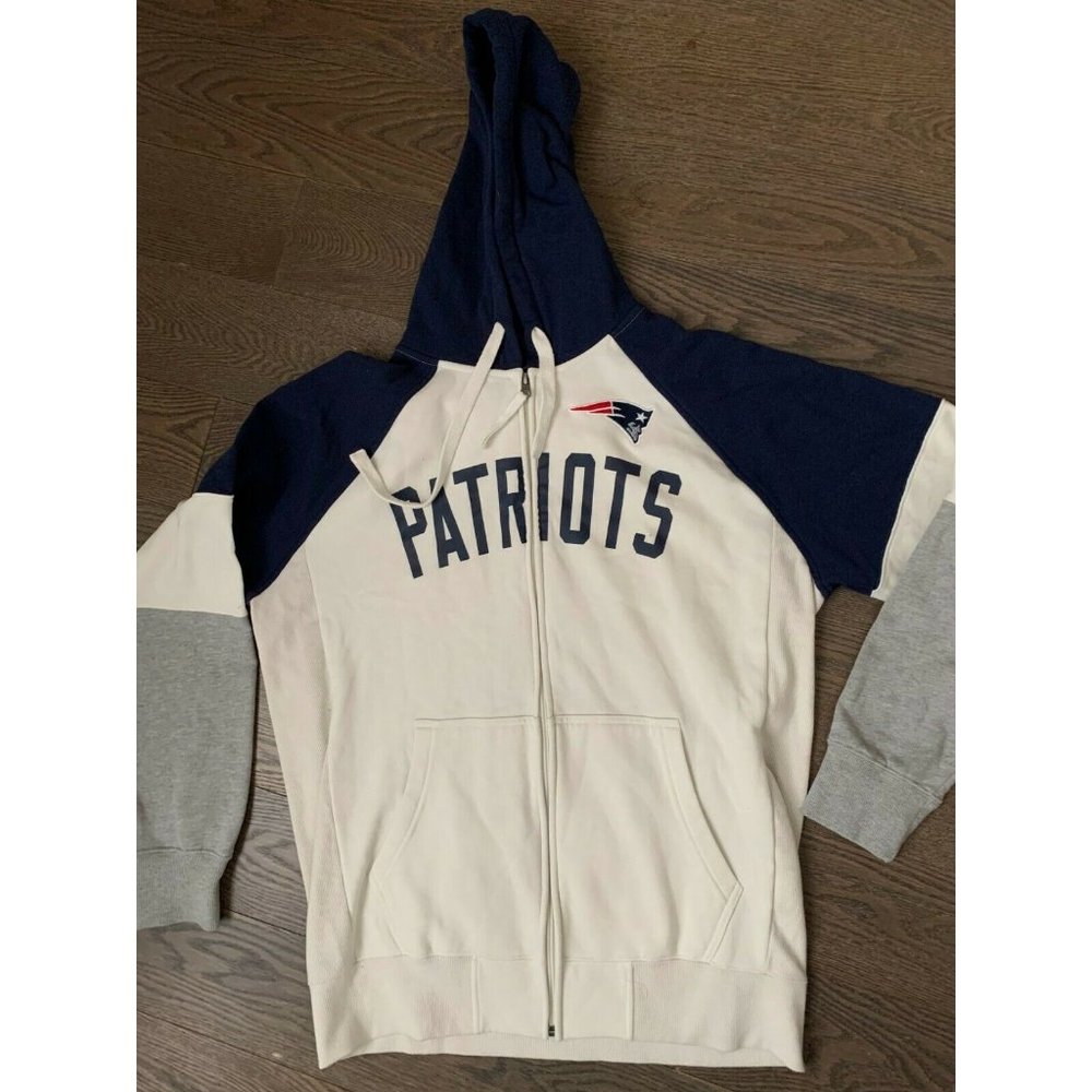 Hands High New England Patriots Gray white full Zip Hoodie Men's Sz L Jacket